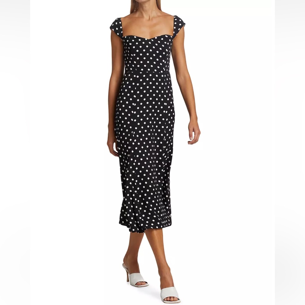 Reformation Bryson Polka Dot Midi Dress Size 6 NWT